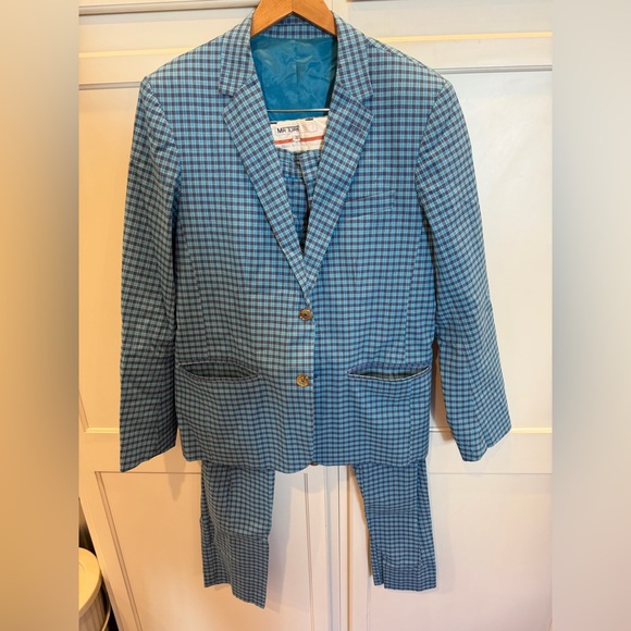 Mr. Turk Blue Checkered Men's Suit